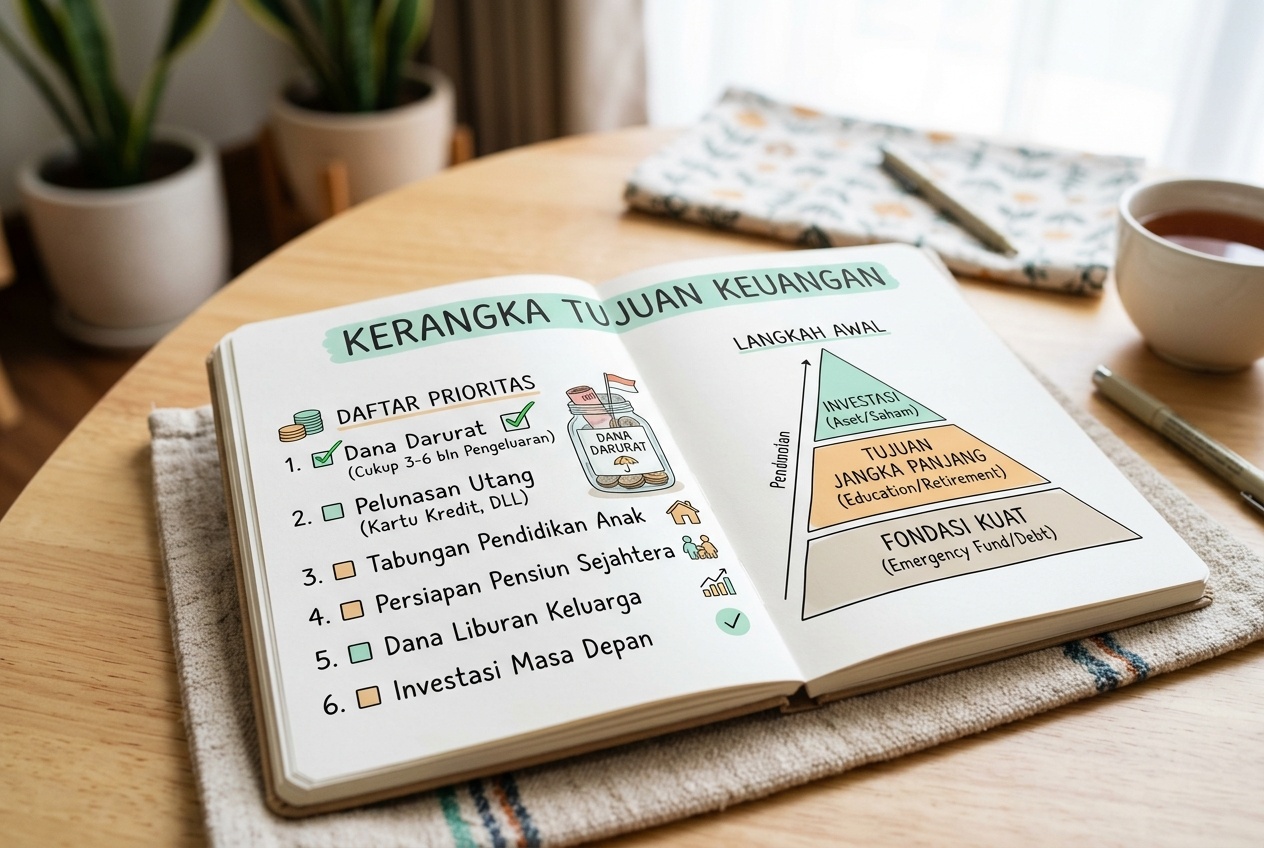 Daftar prioritas tujuan keuangan dan dana darurat di buku catatan
